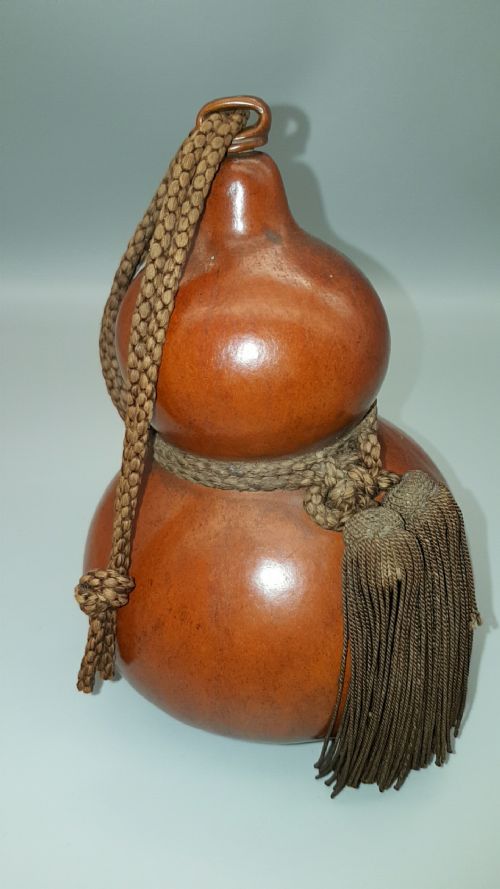 SUPERB JAPANESE MEIJI 19THC HYOTAN DOUBLE GOURD SAKE FLASK TOKKURI - ADDITIONAL PHOTO 2