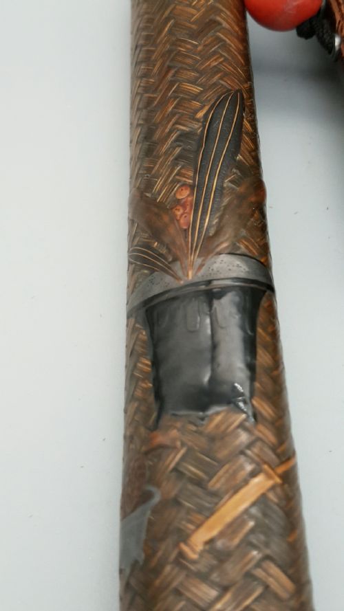 JAPANESE EDO MID19THC SMOKING SET OF PIPECASE TOBACCO POUCH - ADDITIONAL PHOTO 6