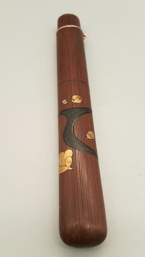 japanese meiji 19thc rattan lacquer pipecase kiseruzutsu - CATEGORY: ANTIQUE MISCELLANEOUS - DATED 19TH CENTURY