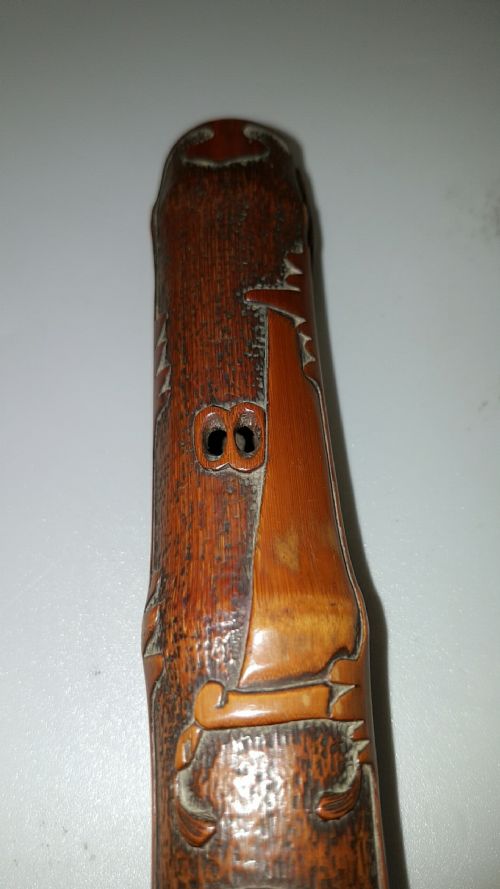 JAPANESE MEIJI BAMBOO PIPECASE KISERUZUTSU OF OTOSHIZUTSU FORM - ADDITIONAL PHOTO 3