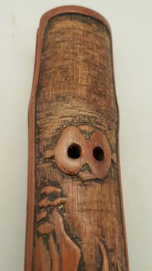 JAPANESE MEIJI BAMBOO PIPECASE KISERUZUTSU OF OTOSHIZUTSU FORM - ADDITIONAL PHOTO 4