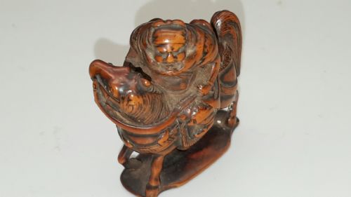 RARE JAPANESE EDO EARLY TO MID19THC BOXWOOD NETSUKE OF GENERAL GENTOKU - ADDITIONAL PHOTO 2