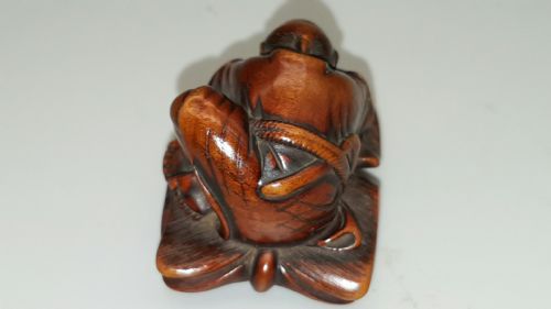 UNUSUAL JAPANESE EDO EARLY 19THC BOXWOOD NETSUKE OF A SLEEPING FARMER - ADDITIONAL PHOTO 2