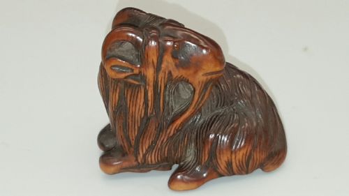 MAGNIFICENT JAPANESE EDO 18THC BOXWOOD NETSUKE OF A RECUMBENT RAM - ADDITIONAL PHOTO 6