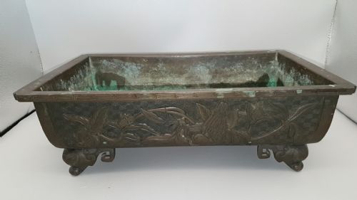 excellent japanese meiji 19thc bronze rectangular jardiniere - CATEGORY: ANTIQUE METAL - DATED 19TH CENTURY