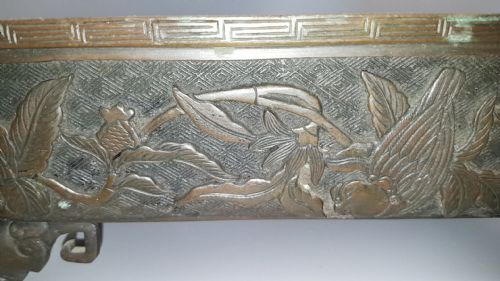 EXCELLENT JAPANESE MEIJI 19THC BRONZE RECTANGULAR JARDINIERE - ADDITIONAL PHOTO 1