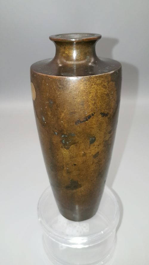 SMALL JAPANESE MEIJI 19THC BRONZE VASE WITH MT FUJI SUN - ADDITIONAL PHOTO 2