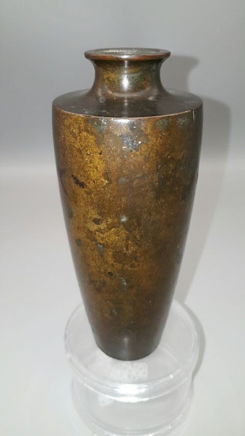 SMALL JAPANESE MEIJI 19THC BRONZE VASE WITH MT FUJI SUN - ADDITIONAL PHOTO 3