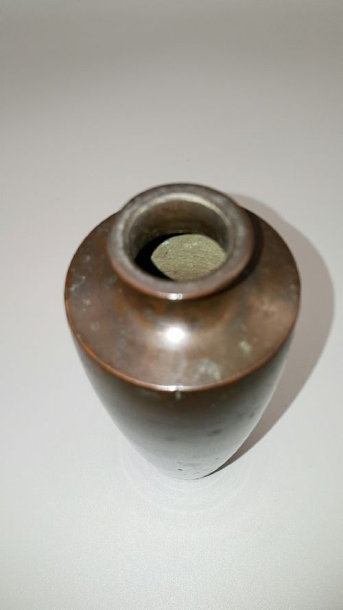 SMALL JAPANESE MEIJI 19THC BRONZE VASE WITH MT FUJI SUN - ADDITIONAL PHOTO 5