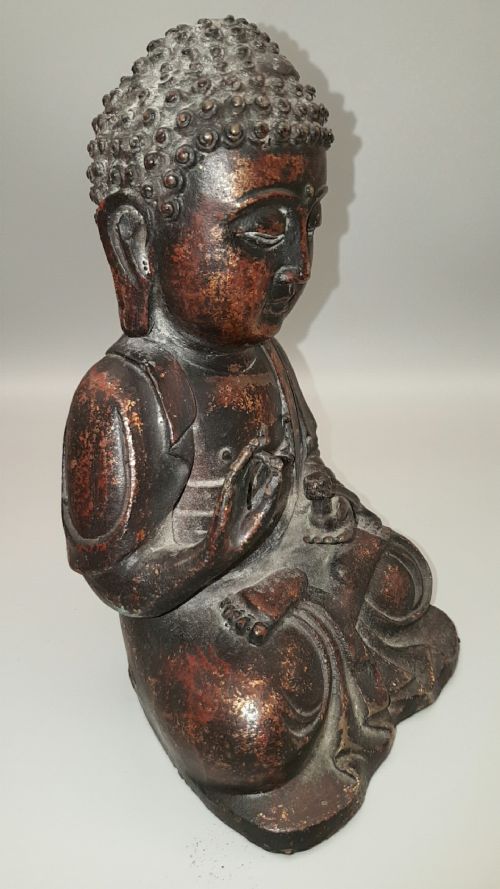 ANTIQUE CHINESE QIANLONG 18THC BRONZE BUDDHA STATUE - ADDITIONAL PHOTO 1