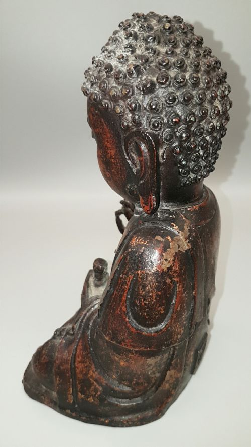 ANTIQUE CHINESE QIANLONG 18THC BRONZE BUDDHA STATUE - ADDITIONAL PHOTO 4