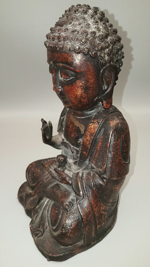 ANTIQUE CHINESE QIANLONG 18THC BRONZE BUDDHA STATUE - ADDITIONAL PHOTO 5