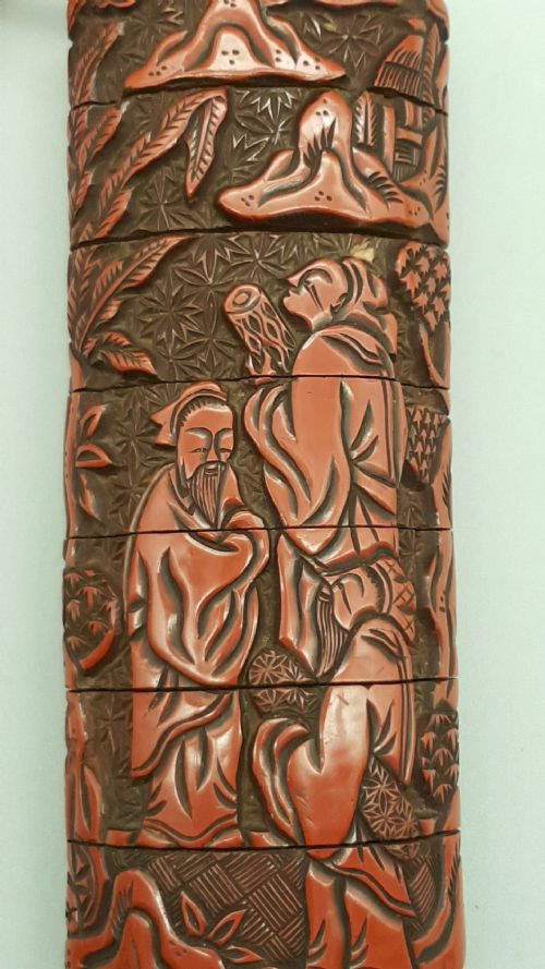 UNUSUAL JAPANESE EDO 19THC SIXCASE TSUISHU RED LACQUER INRO - ADDITIONAL PHOTO 3