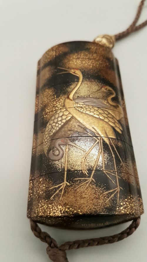 JAPANESE EDO 19THC FIVECASE GOLD SILVER BLACK LACQUER INRO BY KOMA KORYU - ADDITIONAL PHOTO 1