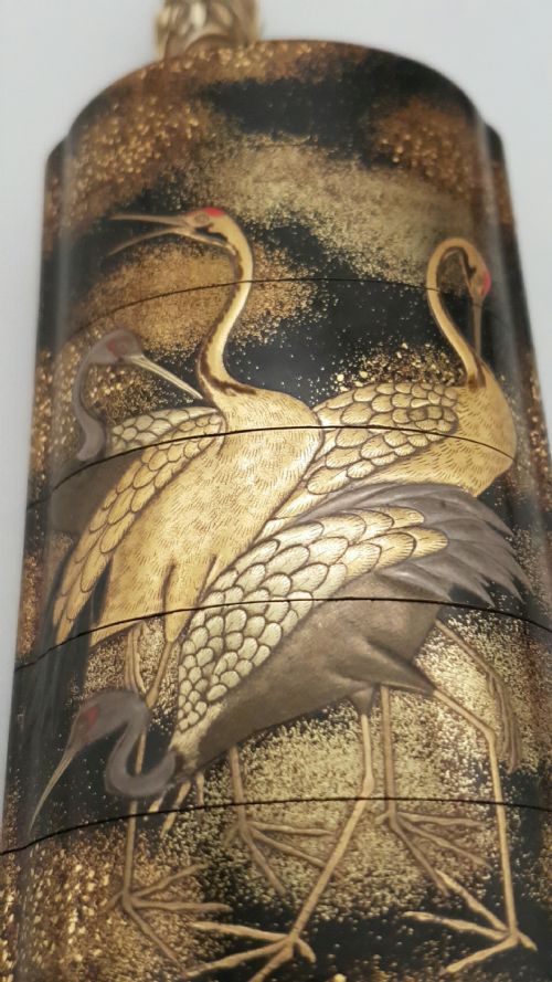 JAPANESE EDO 19THC FIVECASE GOLD SILVER BLACK LACQUER INRO BY KOMA KORYU - ADDITIONAL PHOTO 2