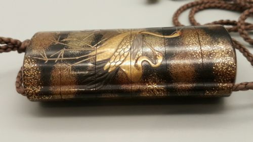 JAPANESE EDO 19THC FIVECASE GOLD SILVER BLACK LACQUER INRO BY KOMA KORYU - ADDITIONAL PHOTO 3