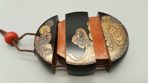 UNUSUAL JAPANESE MEIJI 19THC LACQUER CIRCULAR TWOCASE DRAGON INRO - ADDITIONAL PHOTO 3