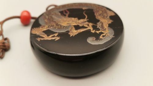 UNUSUAL JAPANESE MEIJI 19THC LACQUER CIRCULAR TWOCASE DRAGON INRO - ADDITIONAL PHOTO 5