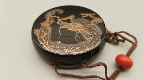 UNUSUAL JAPANESE MEIJI 19THC LACQUER CIRCULAR TWOCASE DRAGON INRO - ADDITIONAL PHOTO 6