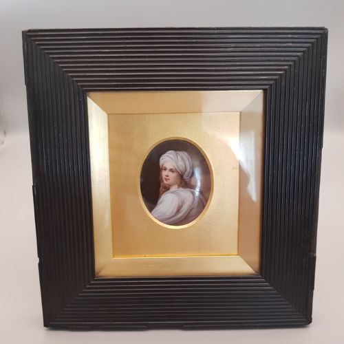 SUPERB ANTIQUE HANDPAINTED MINIATURE PORCELAIN PLAQUE OF BEATRICE CENCI AFTER GUIDO RENI - ADDITIONAL PHOTO 4