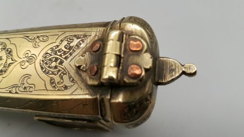 RARE ANTIQUE 19THC OTTOMANPERSIAN QALAMDAN A SCRIBE'S PEN BOX WITH ATTACHED INKWELL - ADDITIONAL PHOTO 7