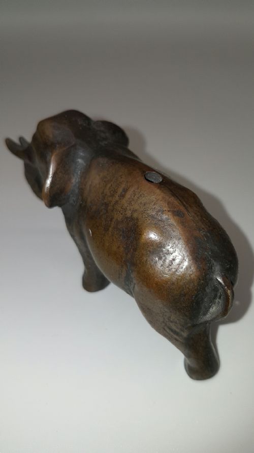 CHARMING ANTIQUE 19THC JAPANESE BRONZE ELEPHANT WATER DROPPER - ADDITIONAL PHOTO 3