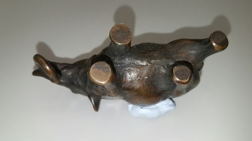 CHARMING ANTIQUE 19THC JAPANESE BRONZE ELEPHANT WATER DROPPER - ADDITIONAL PHOTO 5