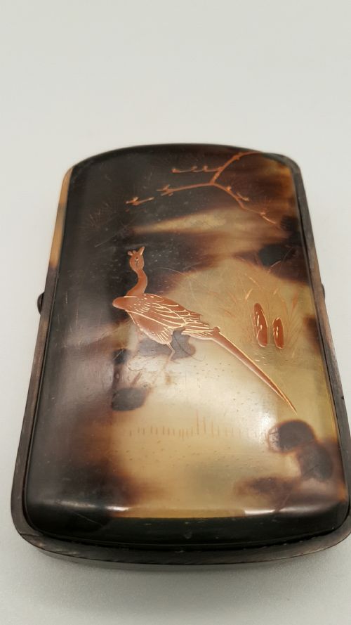 RARE JAPANESE MEIJI 19THC LACQUERED TORTOISESHELL CARDCIGARETTE CASE - ADDITIONAL PHOTO 1