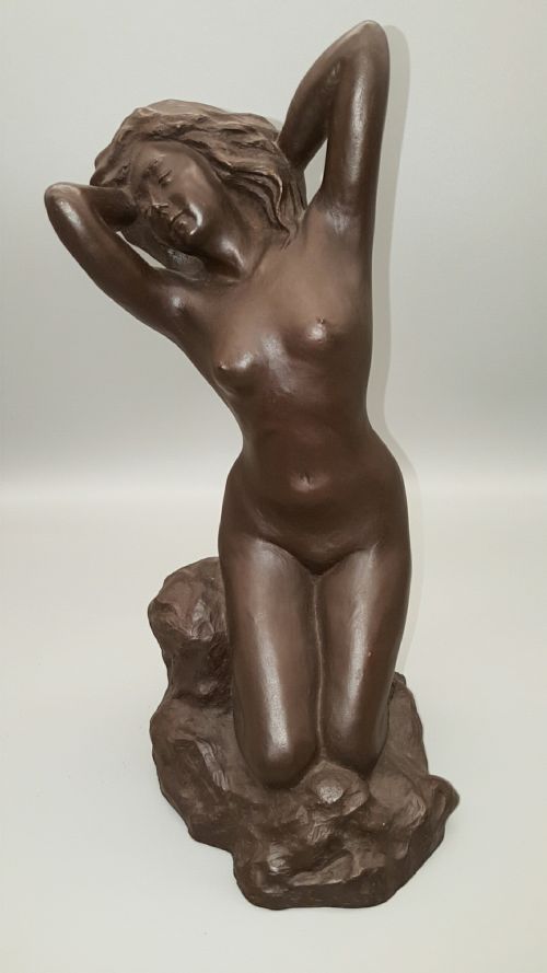 japanese vintage showa early 20thc bronze study of nude female by takashi shimizu - CATEGORY: ANTIQUE SCULPTURES - DATED 1930