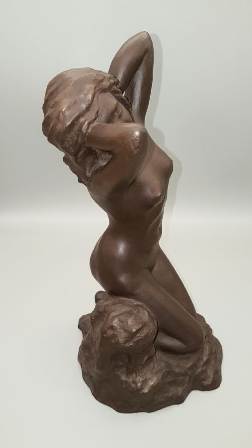 JAPANESE VINTAGE SHOWA EARLY 20THC BRONZE STUDY OF NUDE FEMALE BY TAKASHI SHIMIZU - ADDITIONAL PHOTO 2