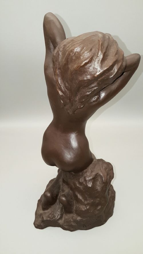 JAPANESE VINTAGE SHOWA EARLY 20THC BRONZE STUDY OF NUDE FEMALE BY TAKASHI SHIMIZU - ADDITIONAL PHOTO 3