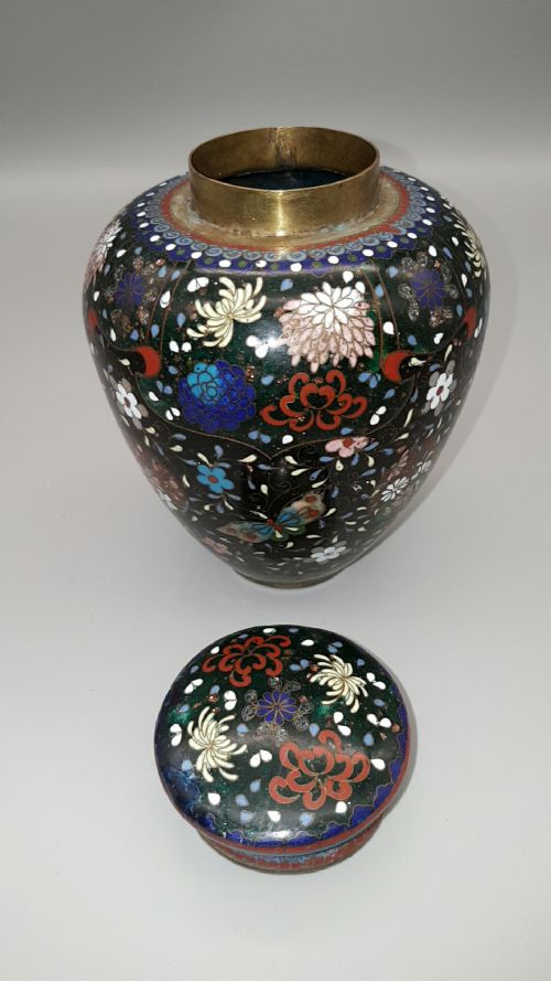 JAPANESE MEIJI 19THC CLOISONNE JAR WITH LID - ADDITIONAL PHOTO 3