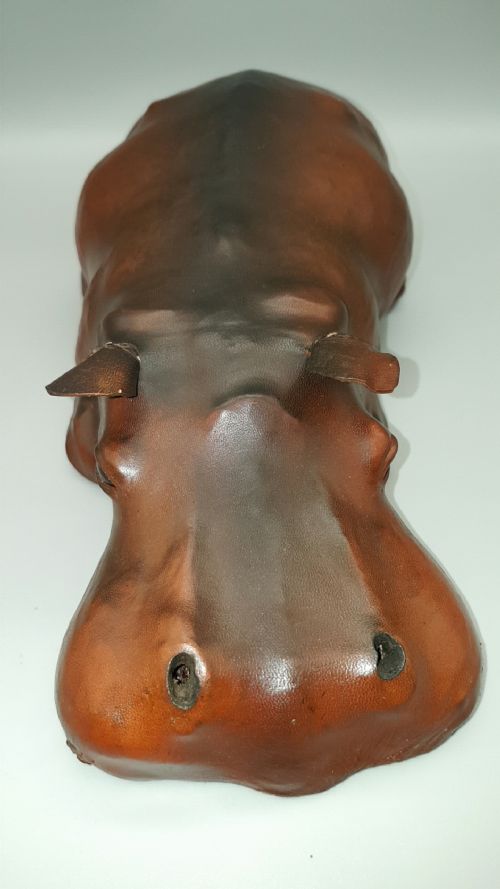 CHARMING ANTIQUE LEATHER HIPPOPOTAMUS AS SOLD BY LIBERTY OF LONDON - ADDITIONAL PHOTO 2