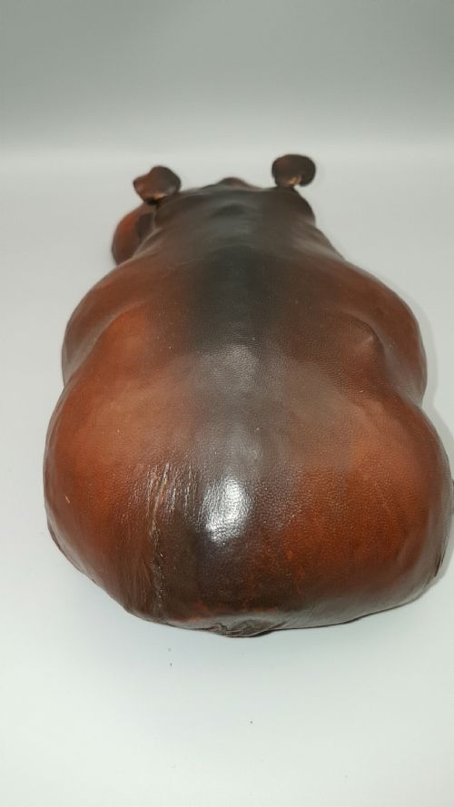 CHARMING ANTIQUE LEATHER HIPPOPOTAMUS AS SOLD BY LIBERTY OF LONDON - ADDITIONAL PHOTO 3
