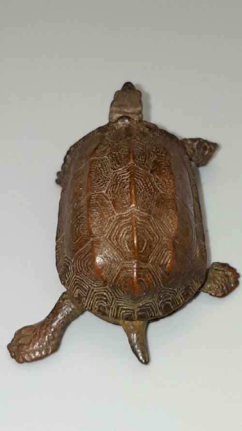 EXCELLENT MEIJI JAPANESE MINIATURE BRONZE OF A TURTLE WITH RETRACTABLE HEADTAIL - ADDITIONAL PHOTO 2