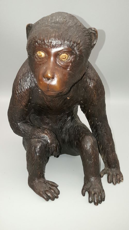 superb japanese meiji heavy bronze of a seated monkey - CATEGORY: ANTIQUE METAL - DATED 19TH CENTURY