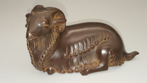 striking japanese showa small bronze of a seated ram by masahiko katori - CATEGORY: ANTIQUE METAL - DATED 1930