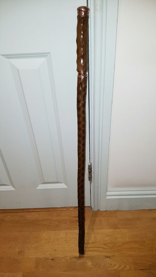 rare antique victorian gnarled wood tippling cane with a concealed glass vial and drinking glass - CATEGORY: ANTIQUE MISCELLANEOUS - DATED 19TH CENTURY