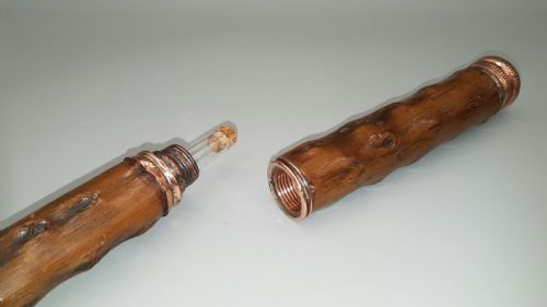 RARE ANTIQUE VICTORIAN GNARLED WOOD TIPPLING CANE WITH A CONCEALED GLASS VIAL AND DRINKING GLASS - ADDITIONAL PHOTO 5
