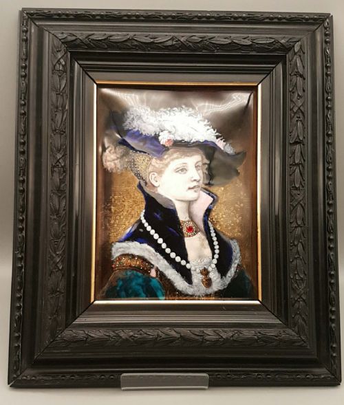 EXQUISITE 19THC LIMOGES PAINTED PORCELAIN PLAQUE OF BEAUTIFUL YOUNG WOMAN - ADDITIONAL PHOTO 1