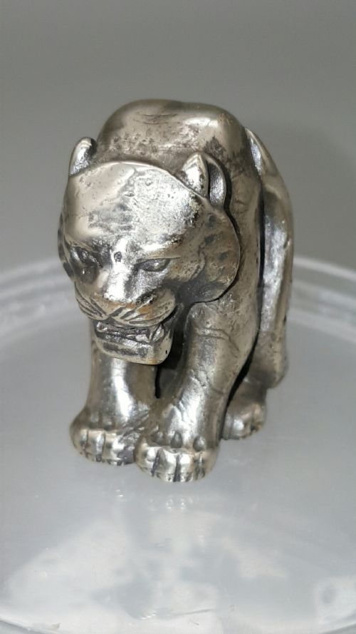 unusual japanese meiji early 20thc silvered bronze okimono of a tigerlion - CATEGORY: ANTIQUE METAL - DATED 1900