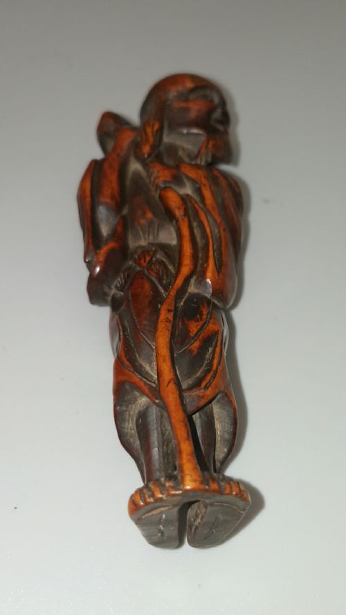 BEAUTIFUL JAPANESE 18THC EDO BOXWOOD SENNIN SASHI NETSUKE - ADDITIONAL PHOTO 5