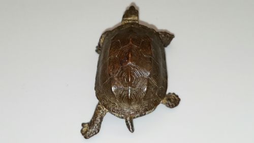 EXCELLENT MEIJI JAPANESE MINIATURE BRONZE OF A TURTLE WITH RETRACTABLE HEADTAIL - ADDITIONAL PHOTO 3