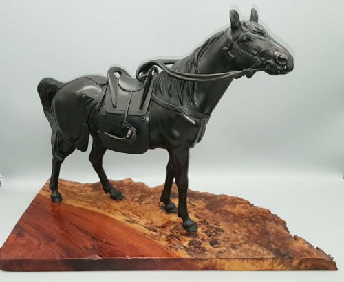superb japanese meiji 19thc bronze statue okimono of the shoguns horse by the maruki company - CATEGORY: ANTIQUE SCULPTURES - DATED 19TH CENTURY