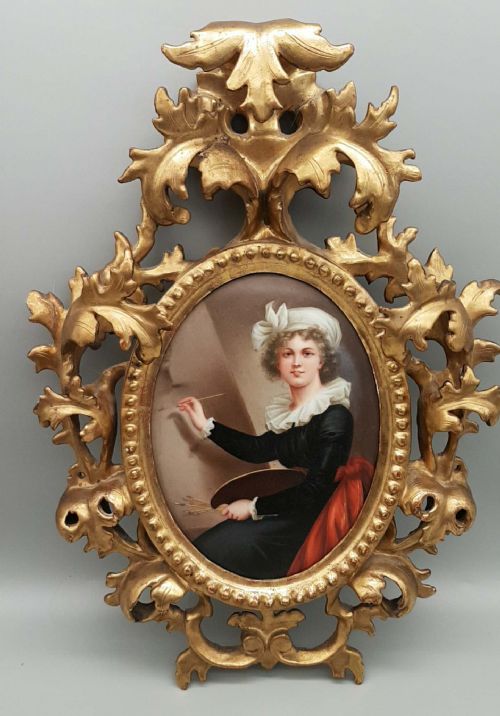 superb 19th century porcelain plaque depicting a selfportrait of lisabeth louise vige le brun in a gilt wood frame - CATEGORY: ANTIQUE CERAMICS - DATED 19TH CENTURY