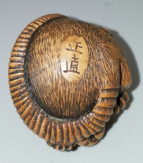 CHARMING JAPANESE MEIJI LATE 19THC BOXWOOD NETSUKE OF A COILED RAT SIGNED MASANAO - ADDITIONAL PHOTO 4