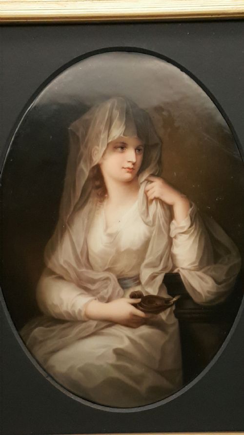 BEAUTIFUL ANTIQUE 19THC HANDPAINTED KPM PORCELAIN PLAQUE OF THE VESTAL VIRGIN AFTER ANGELIKA KAUFFMAN - ADDITIONAL PHOTO 1