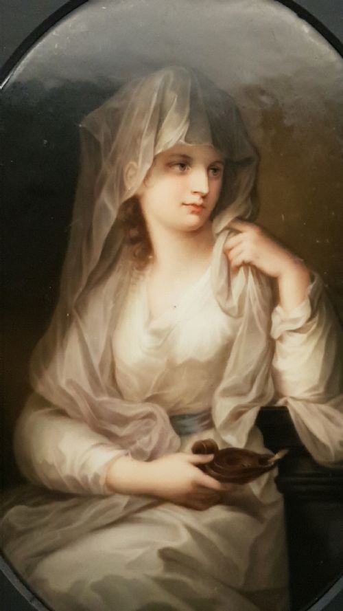 BEAUTIFUL ANTIQUE 19THC HANDPAINTED KPM PORCELAIN PLAQUE OF THE VESTAL VIRGIN AFTER ANGELIKA KAUFFMAN - ADDITIONAL PHOTO 2
