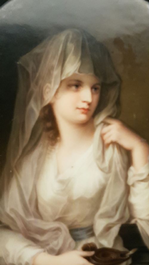BEAUTIFUL ANTIQUE 19THC HANDPAINTED KPM PORCELAIN PLAQUE OF THE VESTAL VIRGIN AFTER ANGELIKA KAUFFMAN - ADDITIONAL PHOTO 3