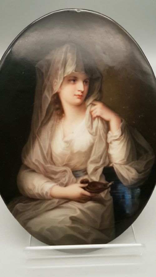 BEAUTIFUL ANTIQUE 19THC HANDPAINTED KPM PORCELAIN PLAQUE OF THE VESTAL VIRGIN AFTER ANGELIKA KAUFFMAN - ADDITIONAL PHOTO 4